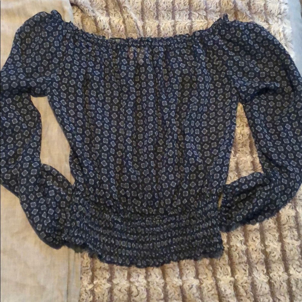 MICHAEL Michael Kors blue off the shoulder top - Picture 4 of 7